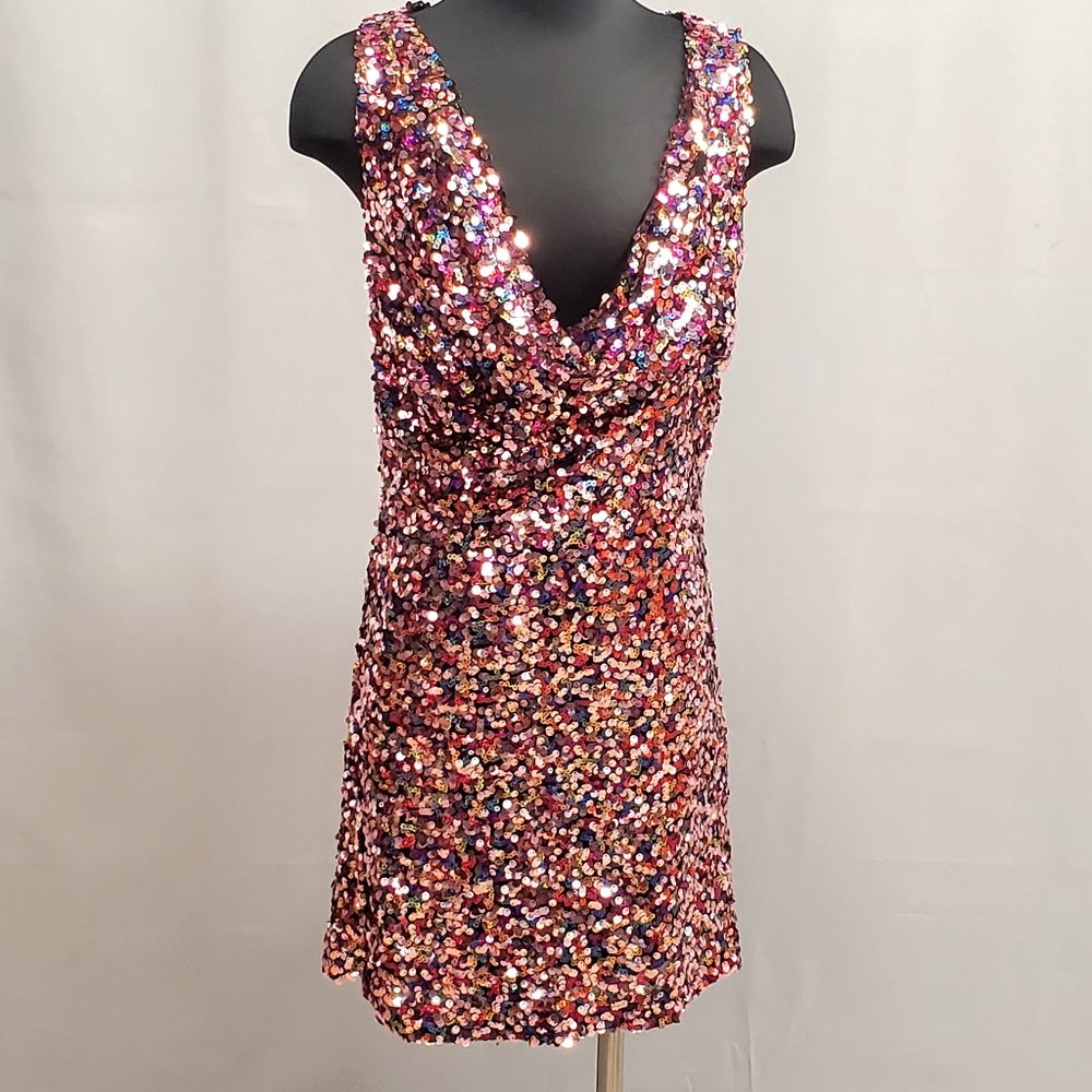 ZARA Sequins Sleveless Short Dress Size XL